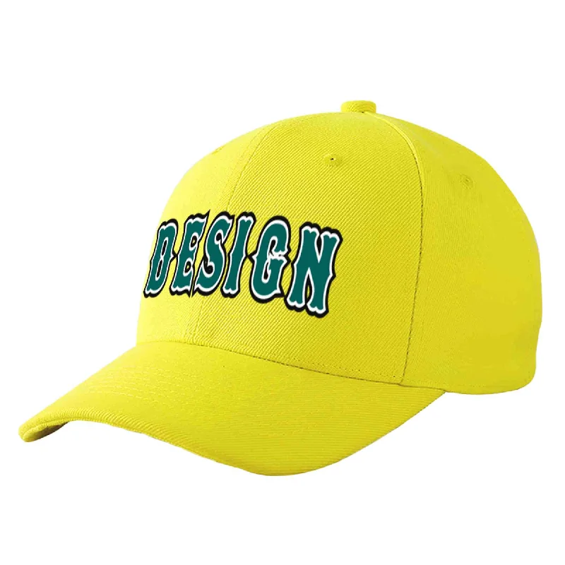 Classic baseball cap stylesCustom Yellow Aqua-White Curved Eaves Sport Design Baseball Cap