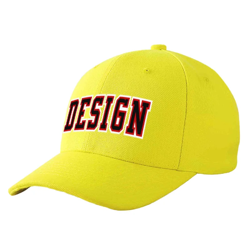 Baseball caps for summerCustom Yellow Black-Red Curved Eaves Sport Design Baseball Cap