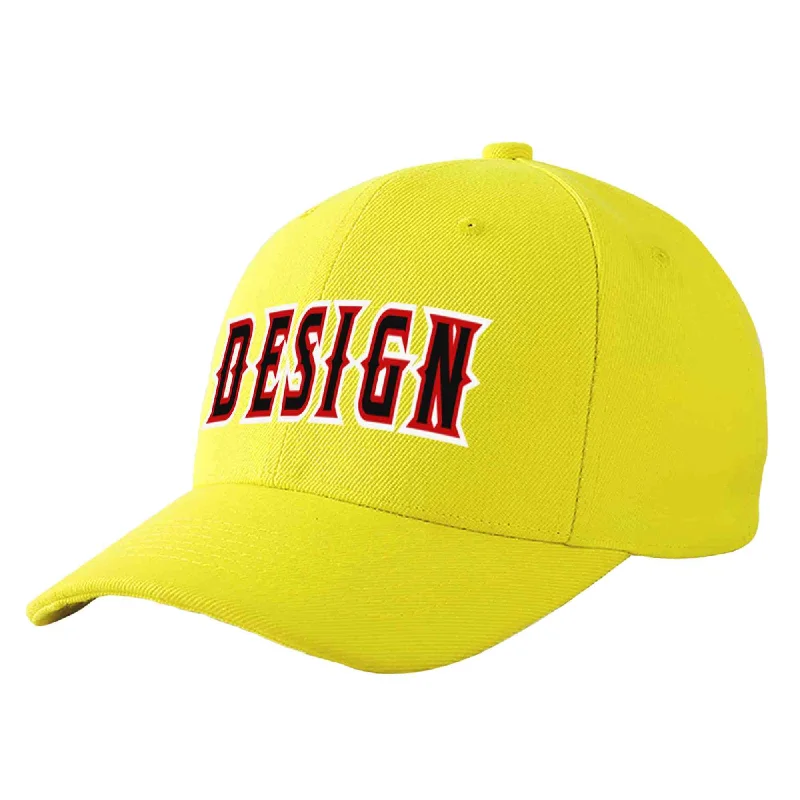 Baseball caps for different seasonsCustom Yellow Black-Red Curved Eaves Sport Design Baseball Cap