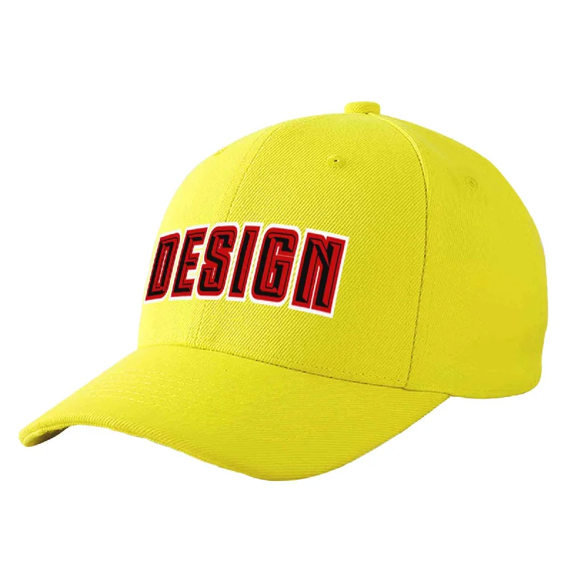 Baseball caps for adultsCustom Yellow Black-Red Curved Eaves Sport Design Baseball Cap