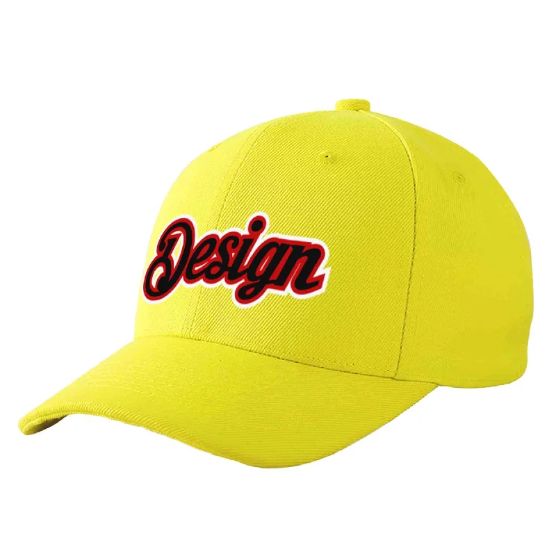 Baseball caps for different gendersCustom Yellow Black-Red Curved Eaves Sport Design Baseball Cap