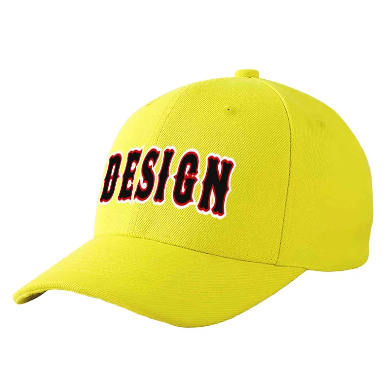 Newest baseball cap releasesCustom Yellow Black-Red Curved Eaves Sport Design Baseball Cap