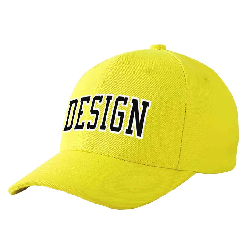 Baseball caps for casual wearCustom Yellow Black-White Curved Eaves Sport Design Baseball Cap