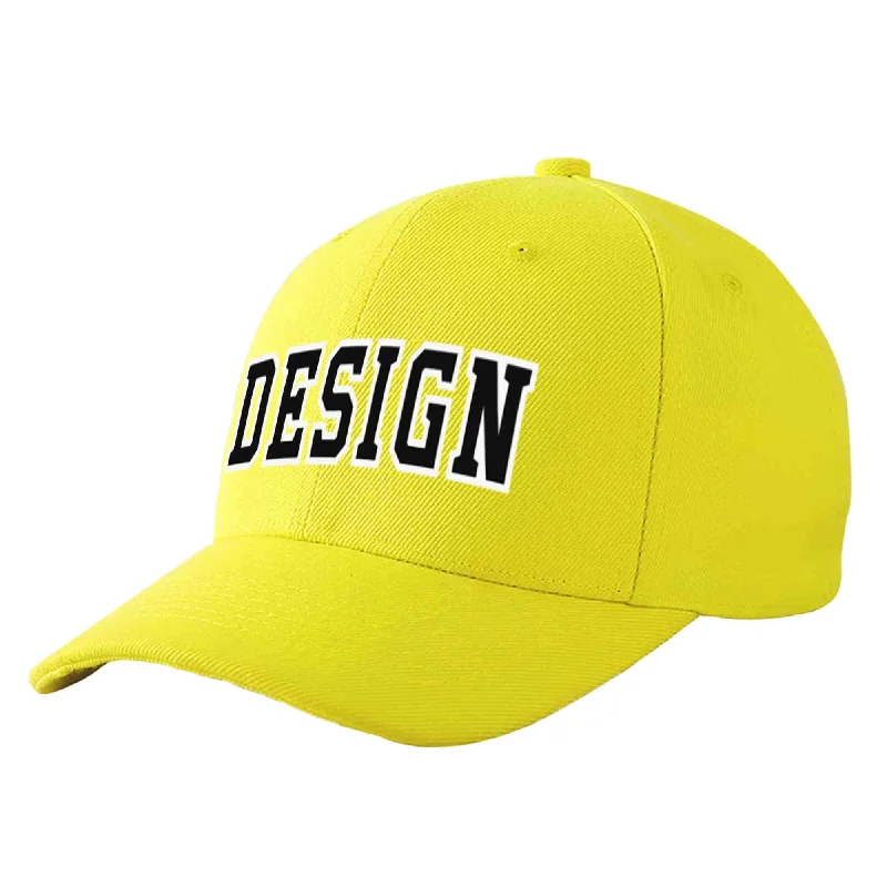 Best materials for baseball capsCustom Yellow Black-White Curved Eaves Sport Design Baseball Cap