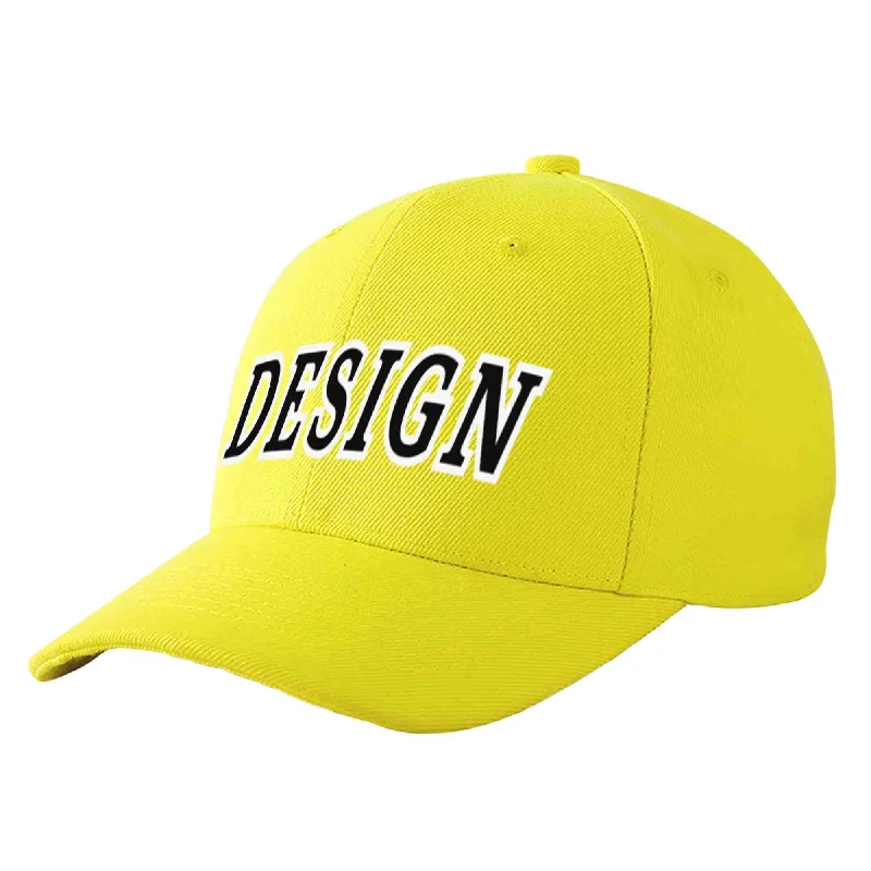 Baseball caps for womenCustom Yellow Black-White Curved Eaves Sport Design Baseball Cap