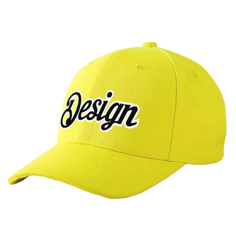 Baseball caps for specific teamsCustom Yellow Black-White Curved Eaves Sport Design Baseball Cap