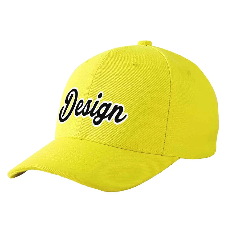 Collaborative baseball cap designsCustom Yellow Black-White Curved Eaves Sport Design Baseball Cap