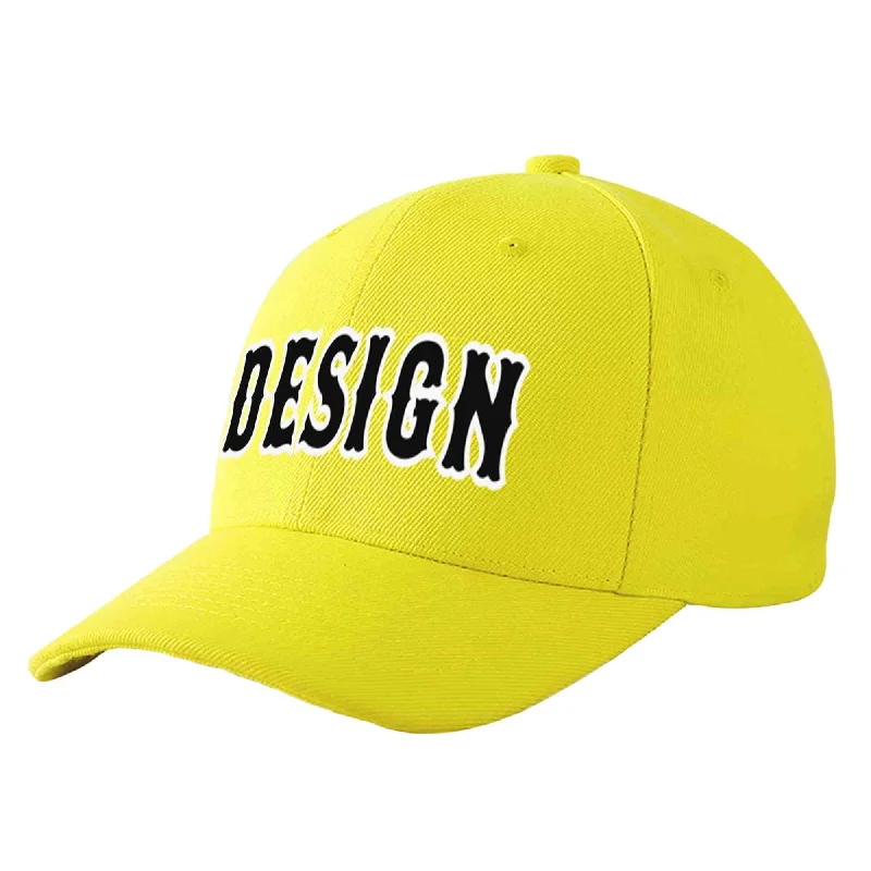 Baseball cap sales and promotionsCustom Yellow Black-White Curved Eaves Sport Design Baseball Cap