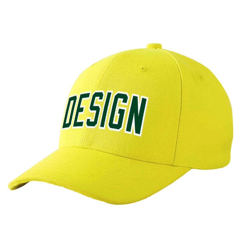 Best baseball cap brandsCustom Yellow Green-White Curved Eaves Sport Design Baseball Cap