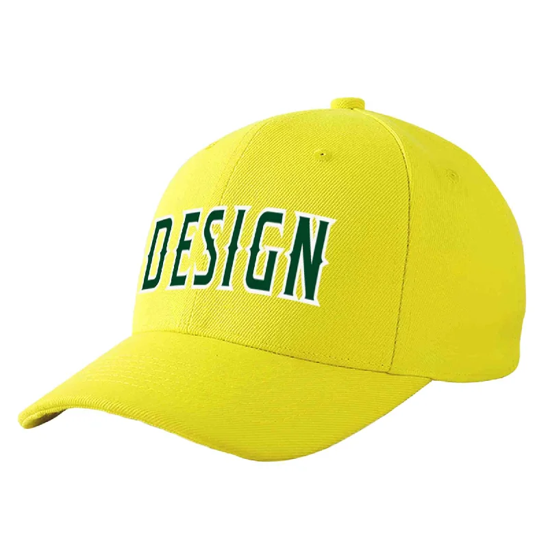 Vintage-style baseball capsCustom Yellow Green-White Curved Eaves Sport Design Baseball Cap