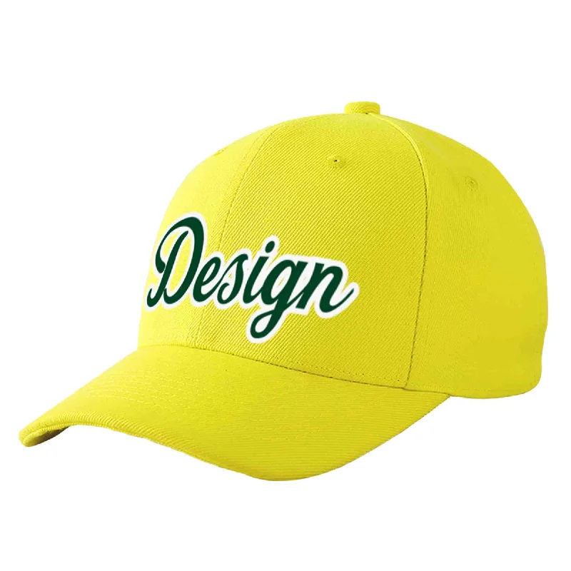 Baseball cap for large headsCustom Yellow Green-White Curved Eaves Sport Design Baseball Cap