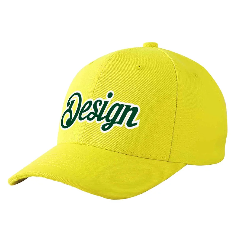 Classic baseball cap stylesCustom Yellow Green-White Curved Eaves Sport Design Baseball Cap