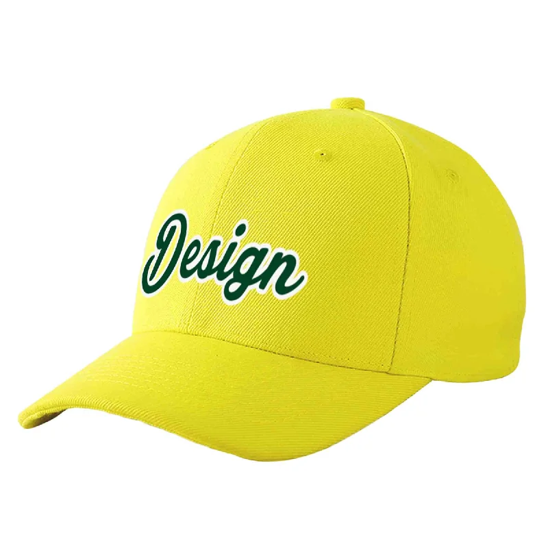 Baseball caps for menCustom Yellow Green-White Curved Eaves Sport Design Baseball Cap