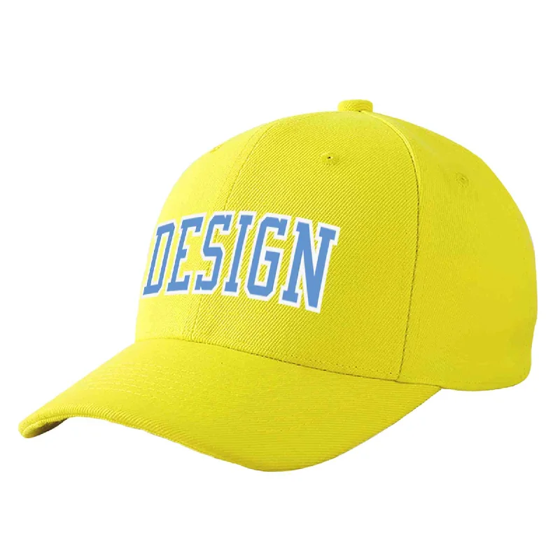 Baseball caps for winterCustom Yellow Light Blue-White Curved Eaves Sport Design Baseball Cap