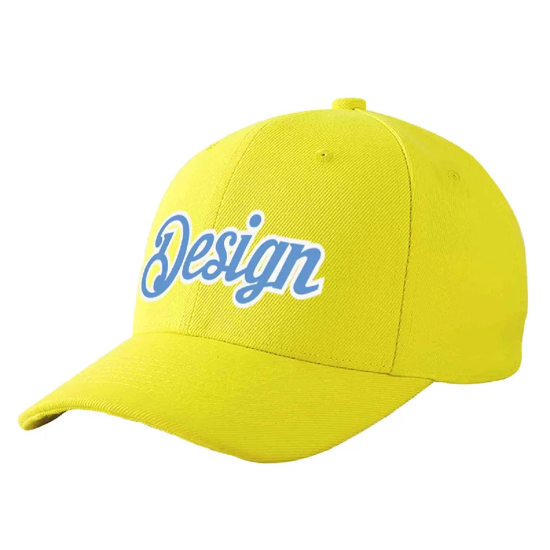 Baseball caps for different head shapesCustom Yellow Light Blue-White Curved Eaves Sport Design Baseball Cap