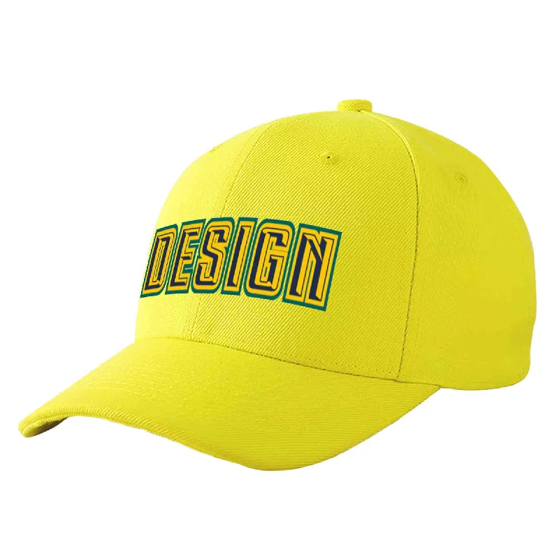 Best baseball cap brands for qualityCustom Yellow Navy-Gold Curved Eaves Sport Design Baseball Cap