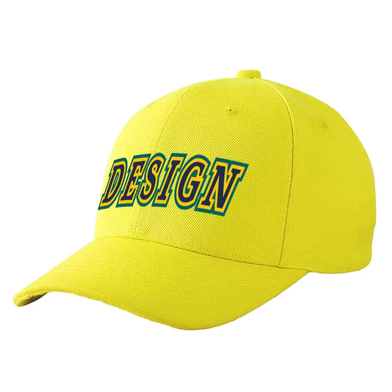 How to adjust a baseball cap fitCustom Yellow Navy-Gold Curved Eaves Sport Design Baseball Cap