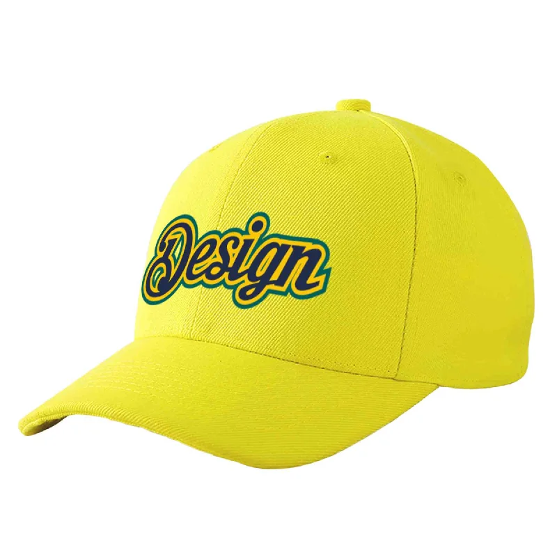 Second-hand baseball capsCustom Yellow Navy-Gold Curved Eaves Sport Design Baseball Cap