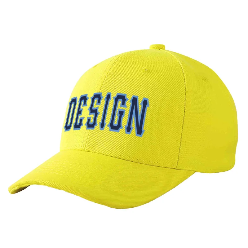 How to choose a baseball capCustom Yellow Navy-Light Blue Curved Eaves Sport Design Baseball Cap