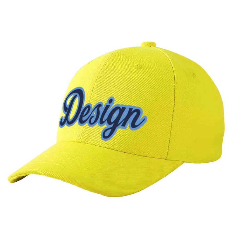 Baseball cap sales and promotionsCustom Yellow Navy-Light Blue Curved Eaves Sport Design Baseball Cap