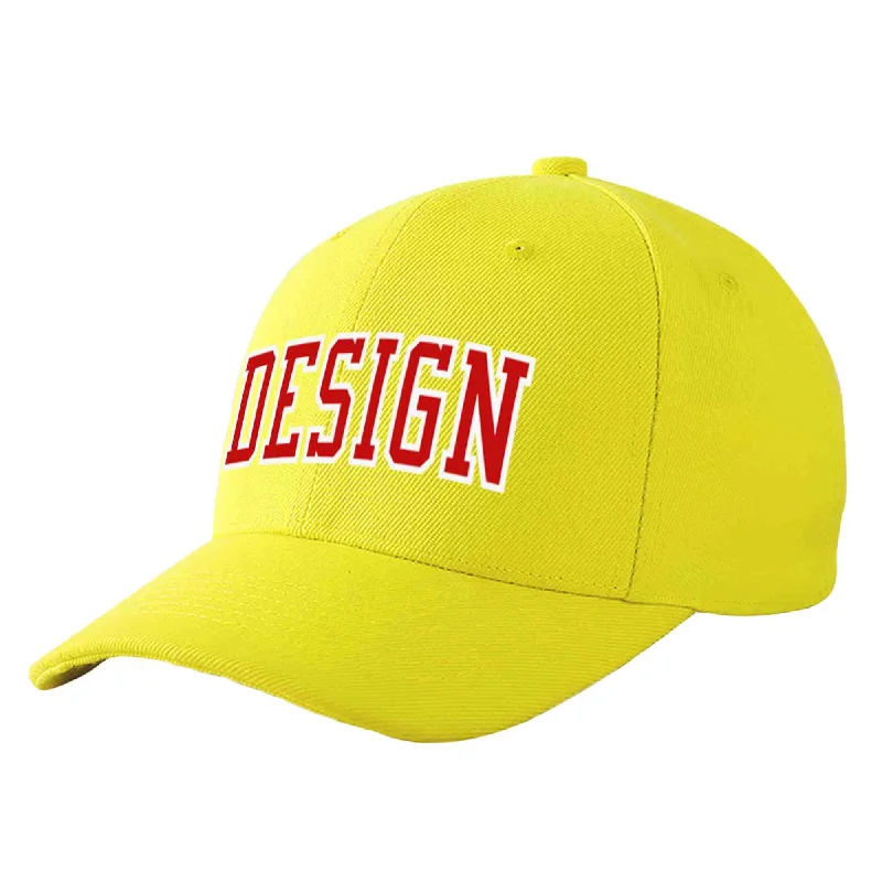 Baseball caps for menCustom Yellow Red-White Curved Eaves Sport Design Baseball Cap