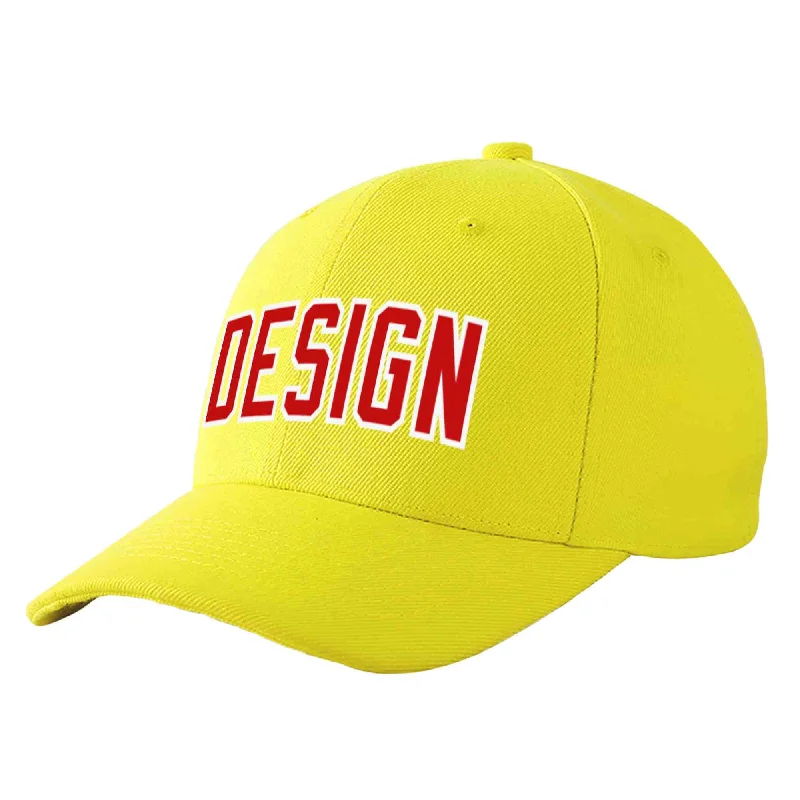 Baseball caps matching with jerseysCustom Yellow Red-White Curved Eaves Sport Design Baseball Cap