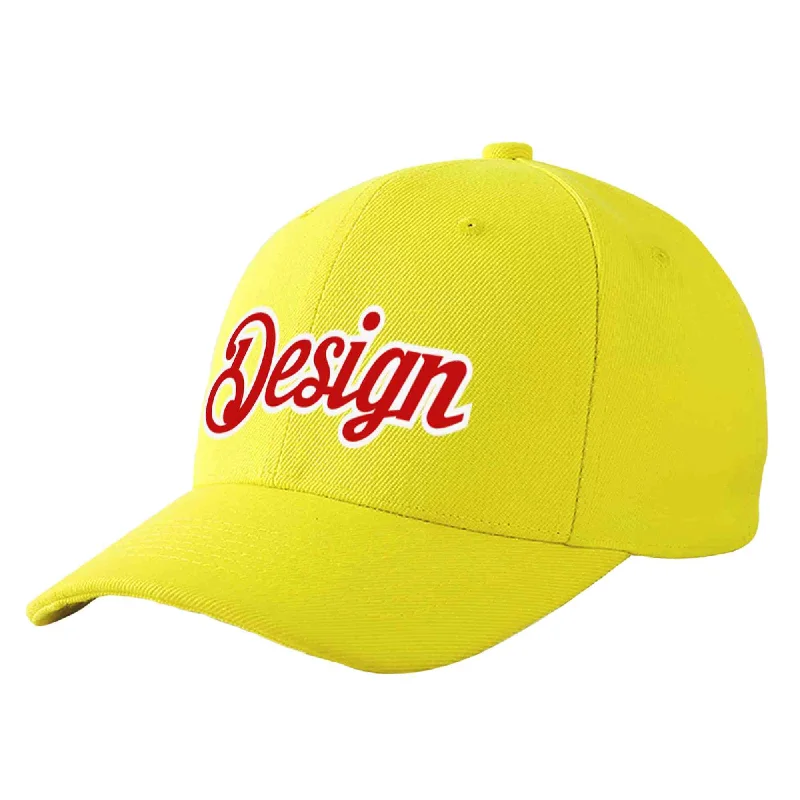 Limited edition baseball capsCustom Yellow Red-White Curved Eaves Sport Design Baseball Cap