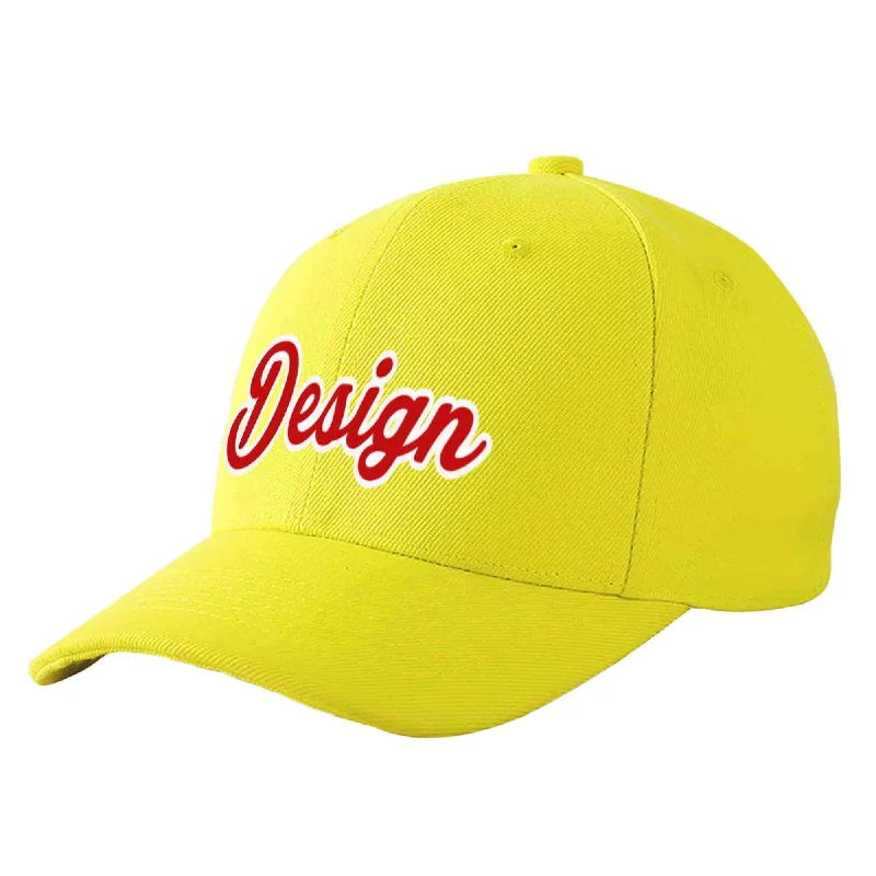 Baseball caps for summerCustom Yellow Red-White Curved Eaves Sport Design Baseball Cap