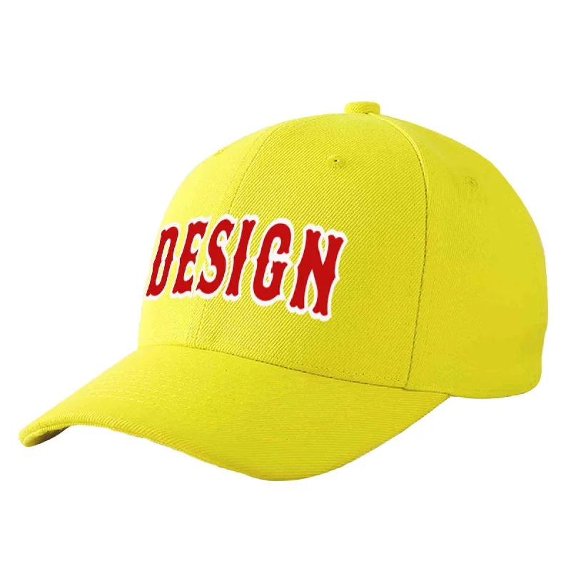 Baseball cap sets and bundlesCustom Yellow Red-White Curved Eaves Sport Design Baseball Cap