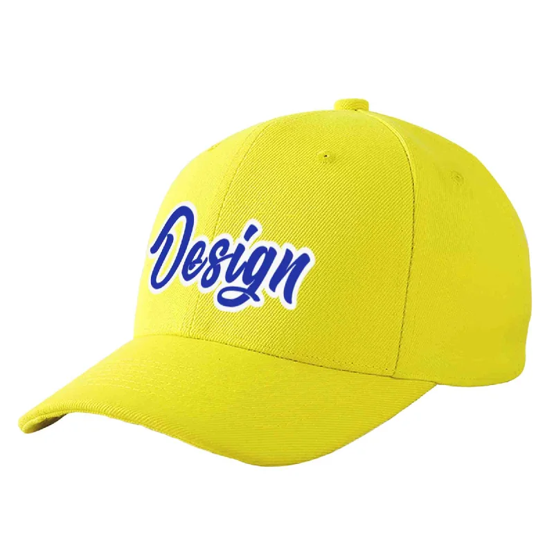 Functional baseball caps for specific needsCustom Yellow Royal-White Curved Eaves Sport Design Baseball Cap