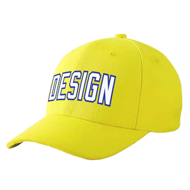 Baseball caps for sports fansCustom Yellow Royal-White Curved Eaves Sport Design Baseball Cap