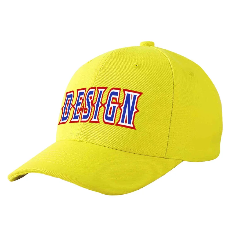 Limited edition baseball capsCustom Yellow Royal-White Curved Eaves Sport Design Baseball Cap