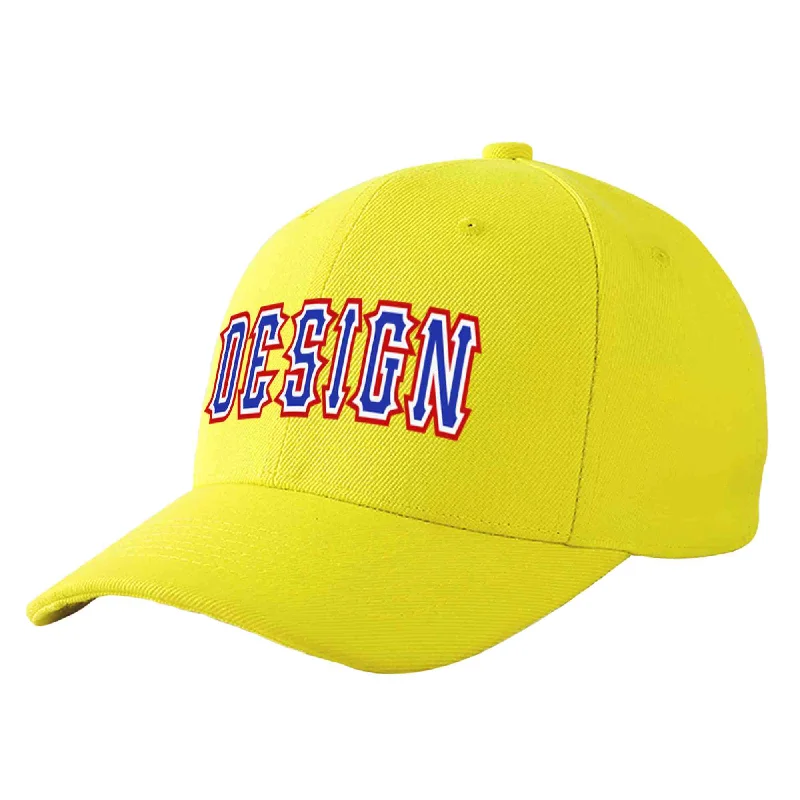 Baseball caps for summerCustom Yellow Royal-White Curved Eaves Sport Design Baseball Cap