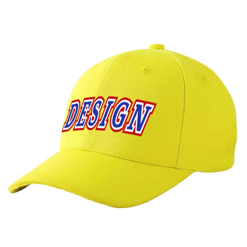 Baseball caps for adultsCustom Yellow Royal-White Curved Eaves Sport Design Baseball Cap