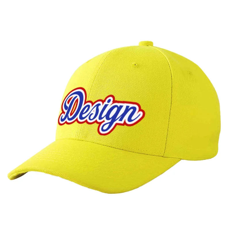 Best baseball cap brandsCustom Yellow Royal-White Curved Eaves Sport Design Baseball Cap