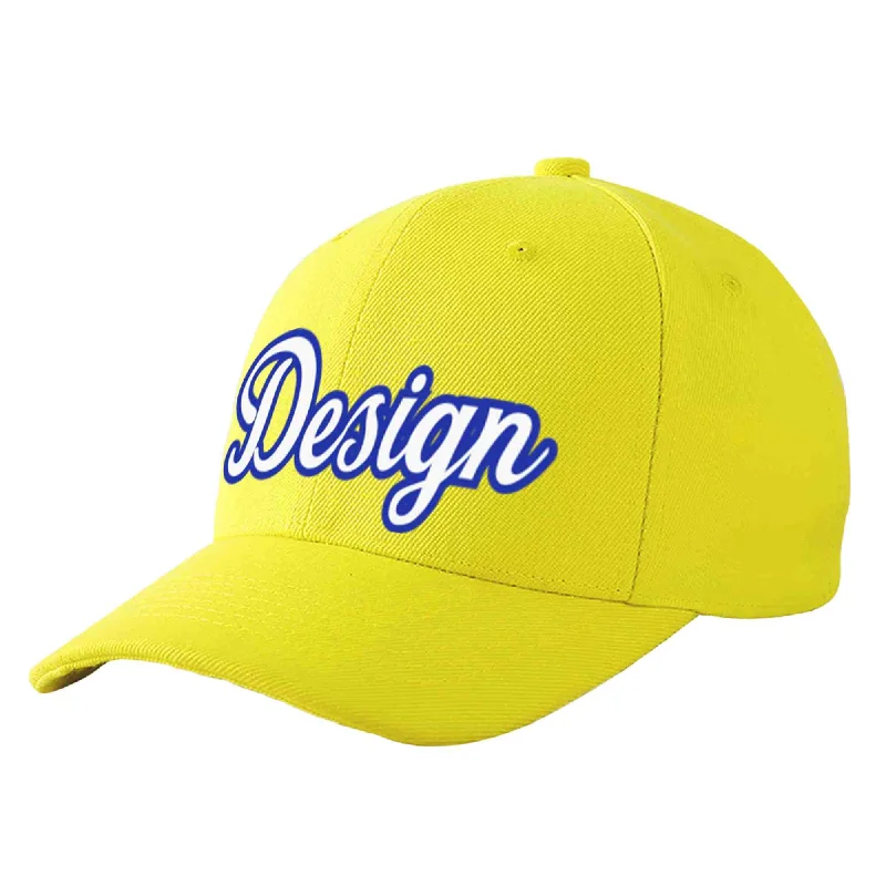 Baseball cap size guideCustom Yellow Royal-White Curved Eaves Sport Design Baseball Cap