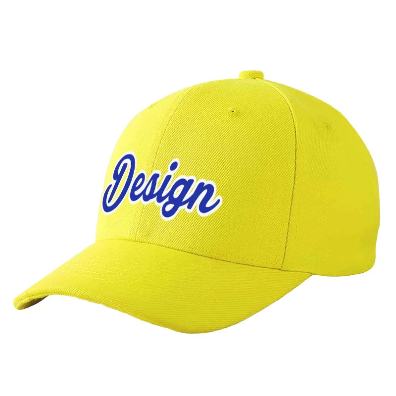 Baseball caps for winterCustom Yellow Royal-White Curved Eaves Sport Design Baseball Cap