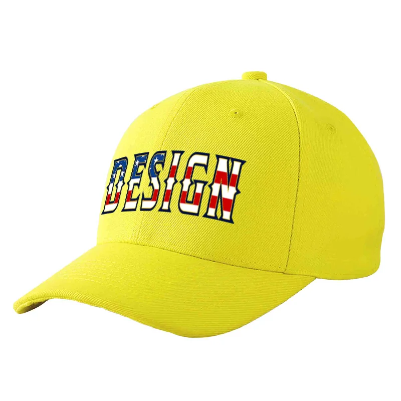 Best materials for baseball capsCustom Yellow Vintage USA Flag-Gold Curved Eaves Sport Design Baseball Cap