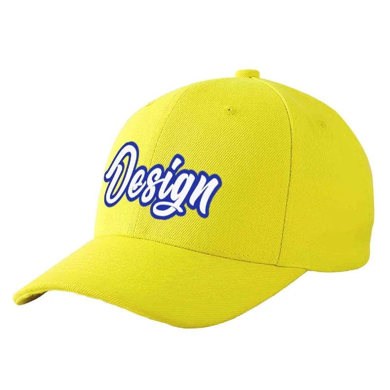 Best baseball cap brands for qualityCustom Yellow White-Royal Curved Eaves Sport Design Baseball Cap