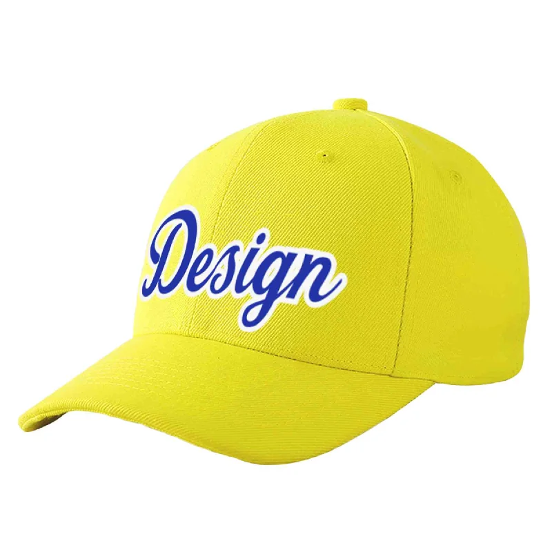 Baseball cap material comparisonCustom Yellow White-Royal Curved Eaves Sport Design Baseball Cap